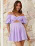 'Zaira' Cutout Twisted Off-Shoulder Short Sleeve Mini Dress - Celes Fashion